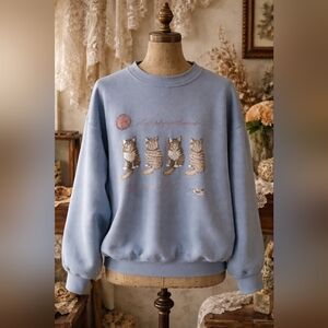 Vintage Weekend Edition Cat Graphic Sweatshirt – XL